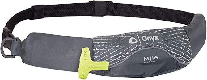 onyx m-16 inflatable belt life jacket stock image