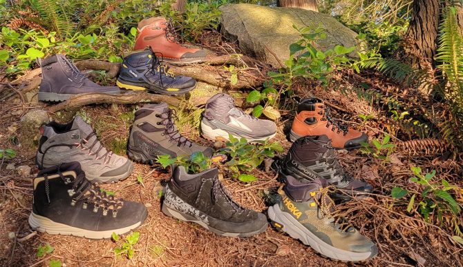 a shot of all the hiking boots we tested for our reviews