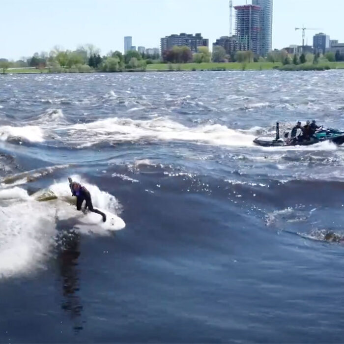 Ben Gravy surfing in Canada