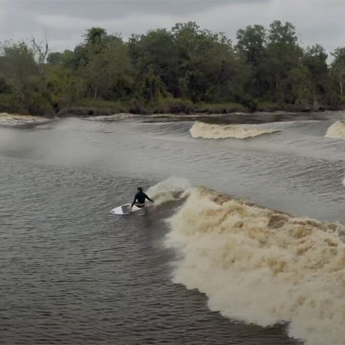 Dylan Graves surfing Bono tidal bore