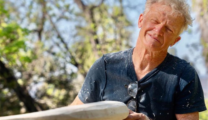 Gary Linden with agave surfboard