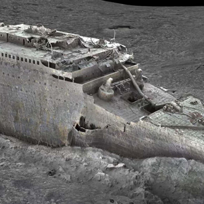A 3D image of the Titanic stitched together from thousands of photos taken by submersibles in 2022