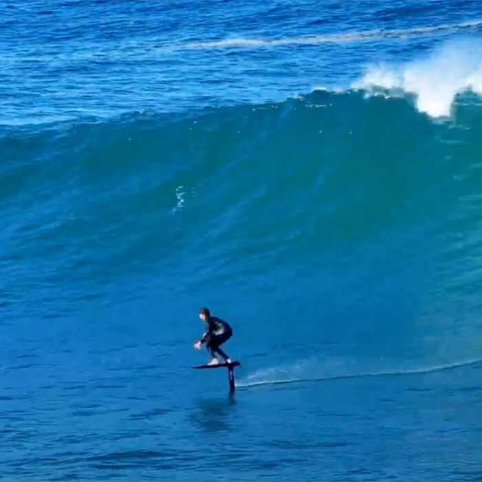 Adam Bennetts foil surfing in Ballina