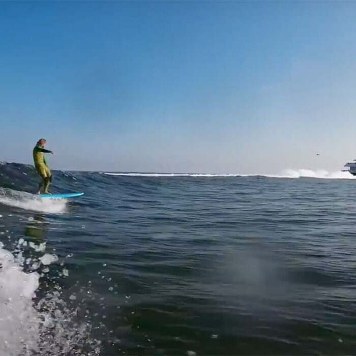 Ben Gravy surfing ferry wake wave