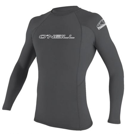 A product shot of the O'Neill basic skins longsleeve rash guard against a white background.