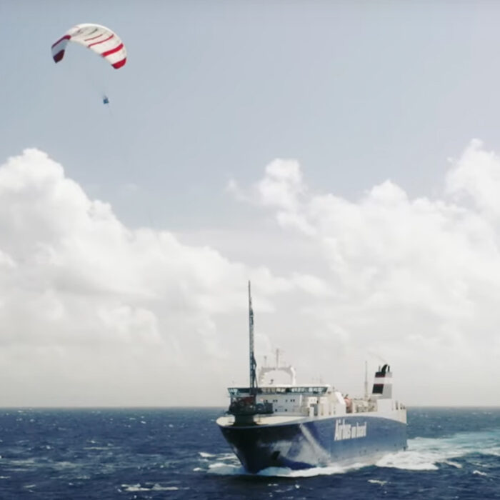 Seawing attached to a cargo ship.