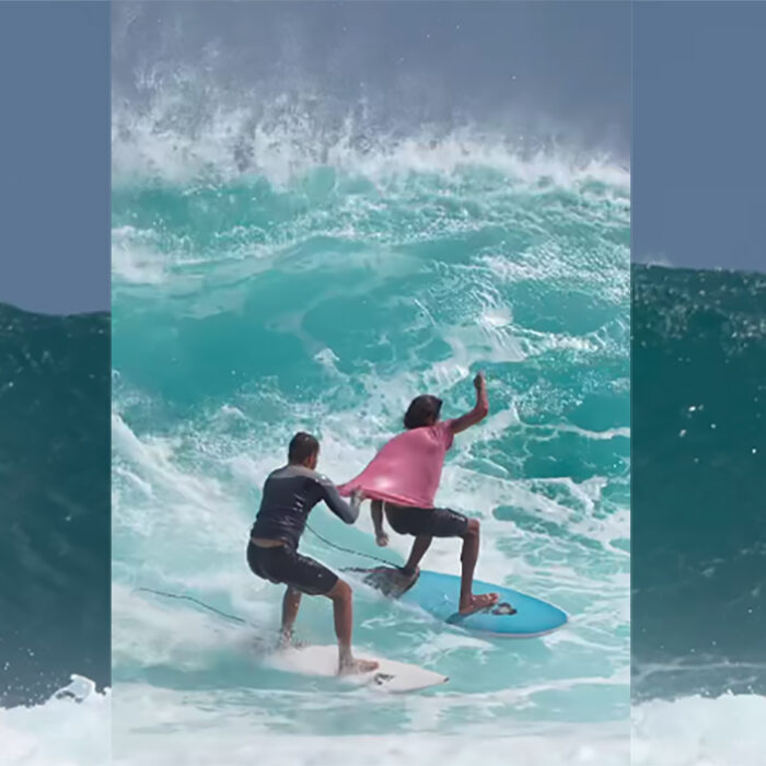 This Is a Mid-Wave Tackle for the Ages at Desert Point
