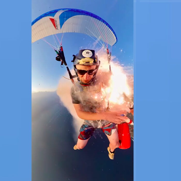 Watch This Skydiver Nearly Set Himself on Fire