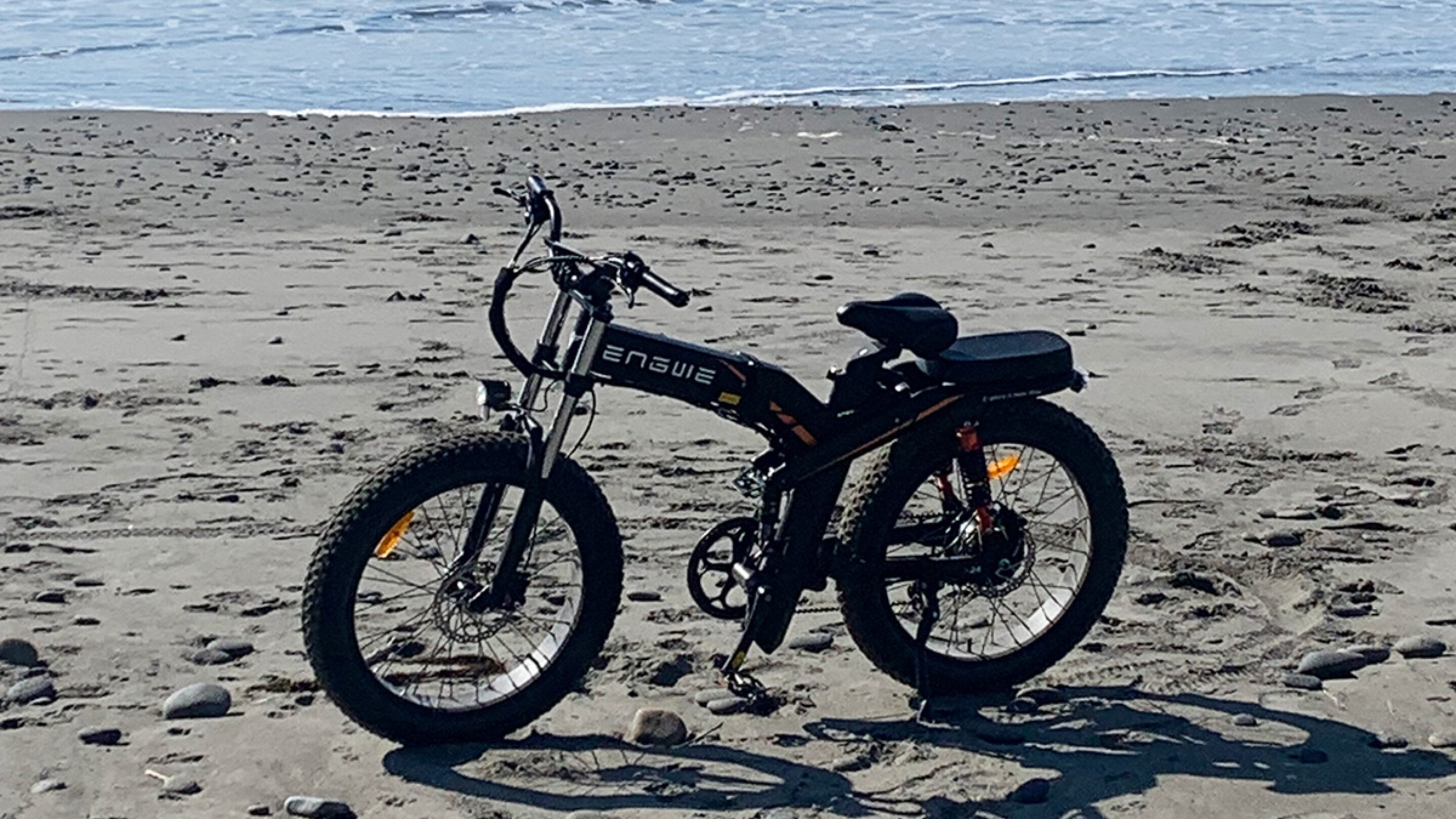 Engwe x24 fat tire electric bike on the beach
