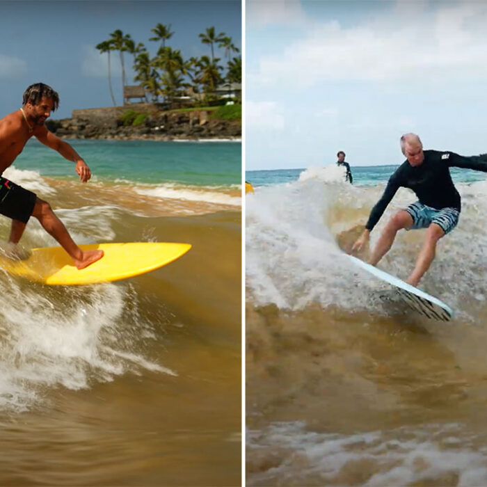 Jamie O'Brien and Italo Ferreira surfing Waimea River
