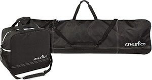 a studio shot of the atletico snowboard and boot travel bags for our review of the best snowboard bags