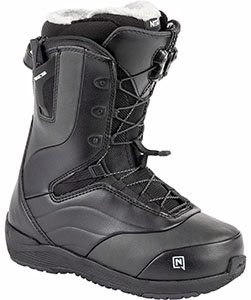 a product shot of the Nitro crown TLS women's snowboard boots