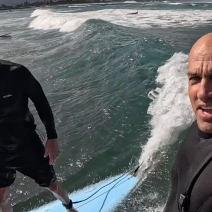 Kelly Slater and RFK Jr. surfing in Hawaii