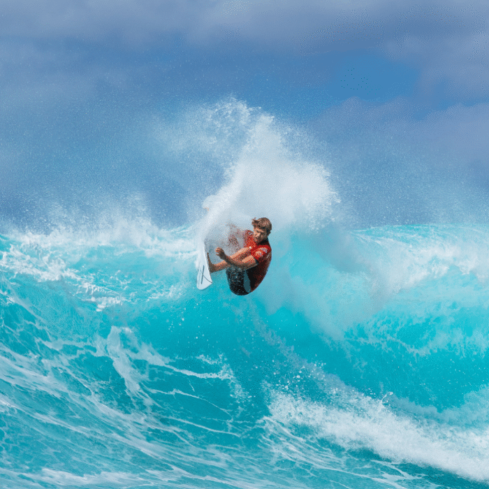 OAHU, HAWAII - FEBRUARY 18: Two-time WSL Champion John John Florence of Hawaii surfs in Heat 3 of the Round of 16 at the Hurley Pro Sunset Beach on February 18, 2024 at Oahu, Hawaii. (Photo by Tony Heff/World Surf League)
