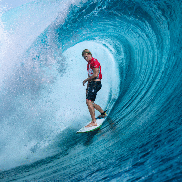 John John Florence won his Round 3 heat against Sebastian Zietz in Round 3 of the 2014 Billabong Pro Tahiti