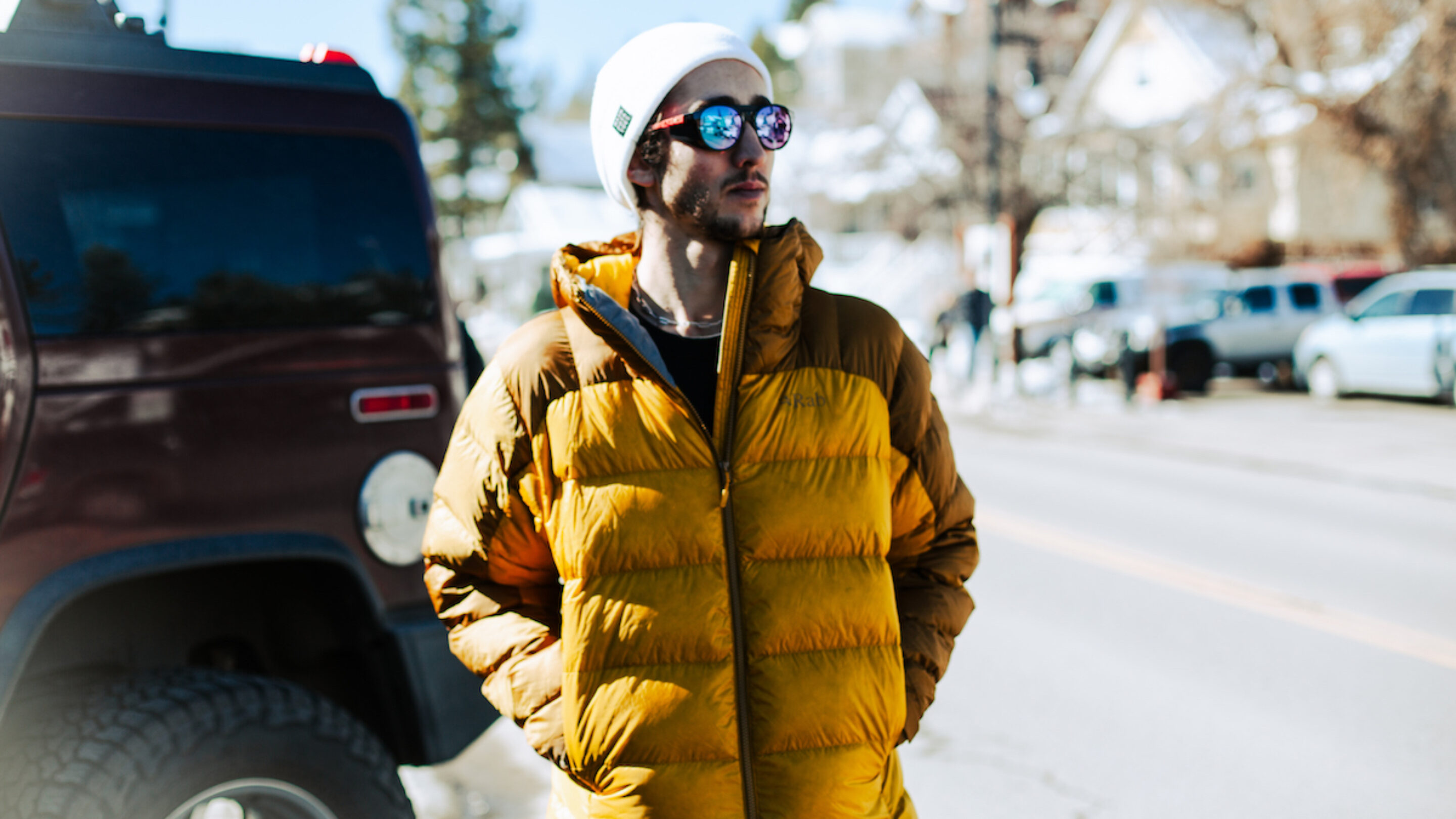 Wearing the Rab Neutrino Pro in Truckee, CA
