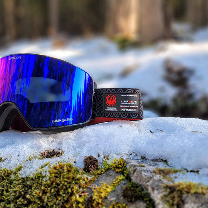 The Dragon NFX Mag Infrared goggles static shot on a rock