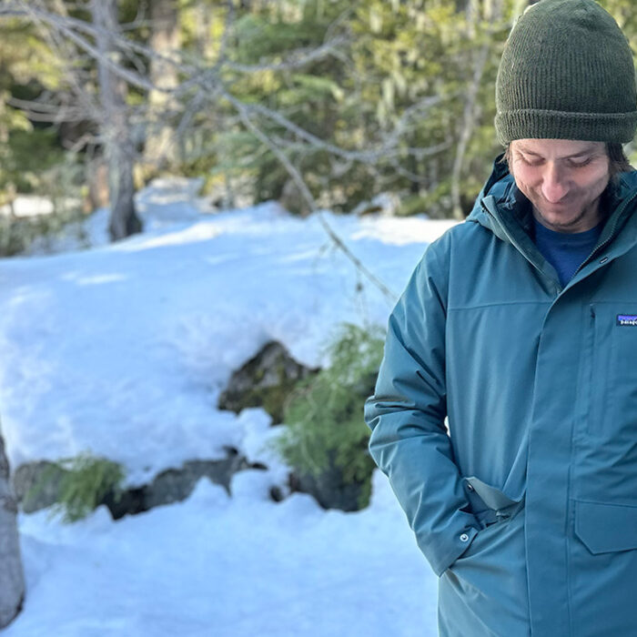 Patagonia Tres 3 in 1 parka in the snow