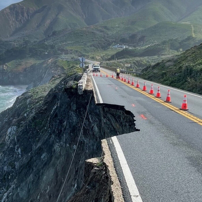 A portion of Highway 1 collapsed in Big Sur. Photo: Caltrans District 5 // Twitter