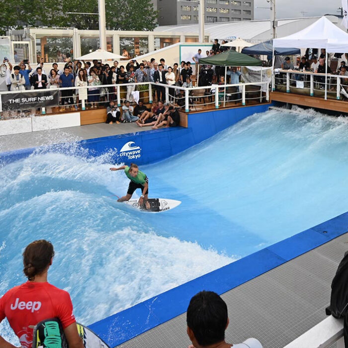 The Citywave deep-water standing wave pool located in Tokyo, Japan. Photo: CItywave