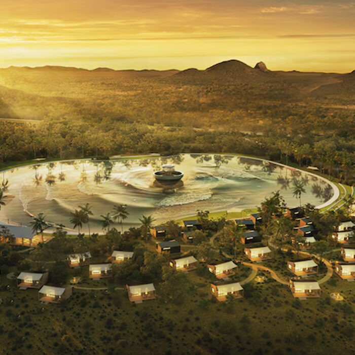 A rendering of the proposed resort from above. Photo: Surf Lakes