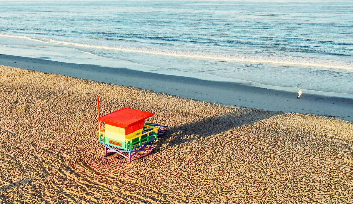 A number of L.A. county lifeguard towers fly pride flags in support of LGBTQ constituents. Photo: Jeffrey Clayton // Unsplash