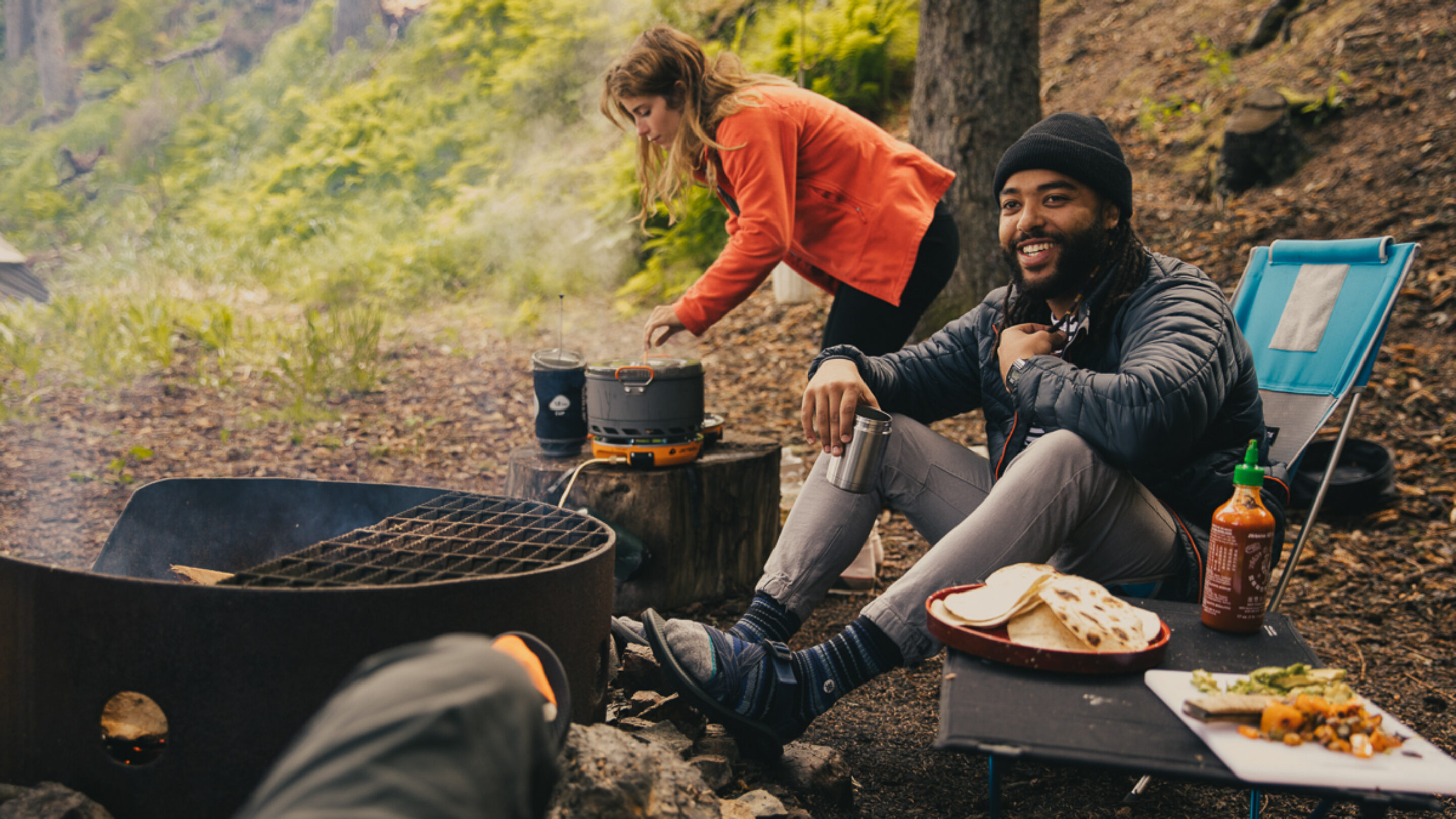cooking at camp