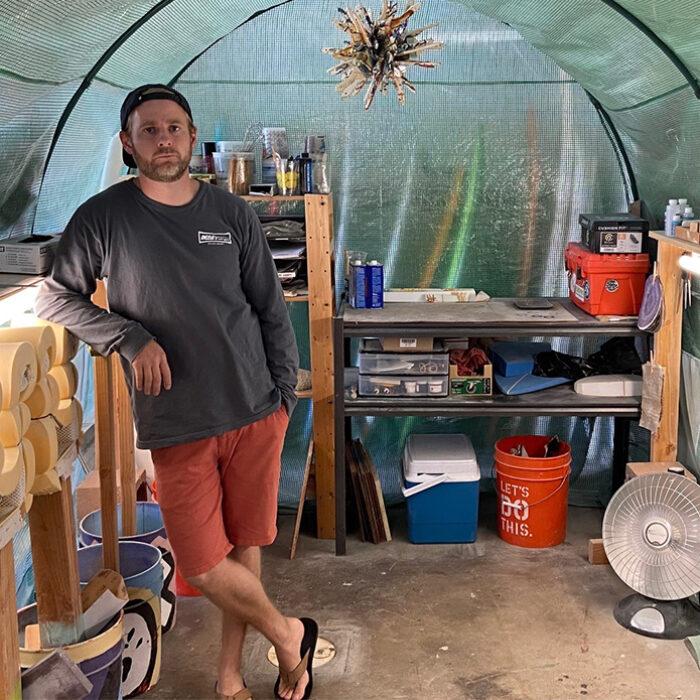 The old shaping bay - a converted greenhouse. Photo: Tanner Bendheim