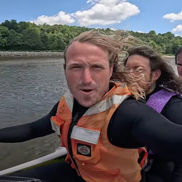Ben Gravy on his first novelty wave expedition since undergoing bicep surgery. Photo: Ben Gravy // YouTube
