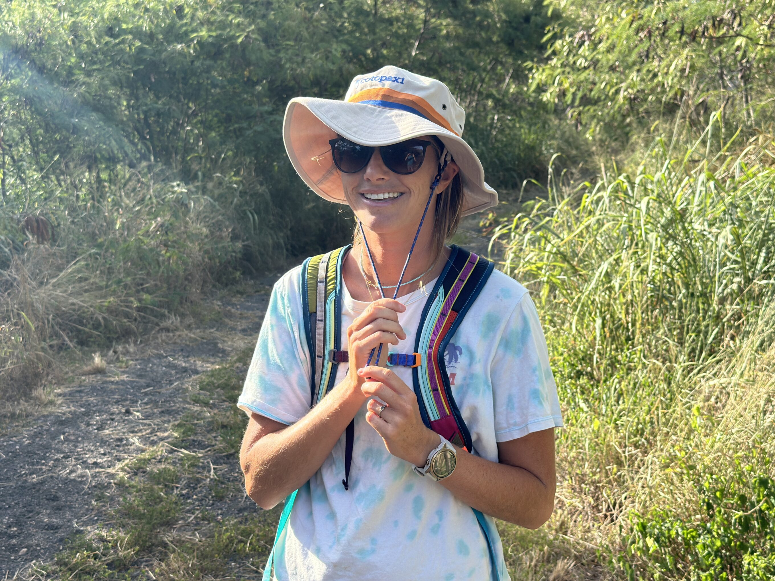 a woman hiking