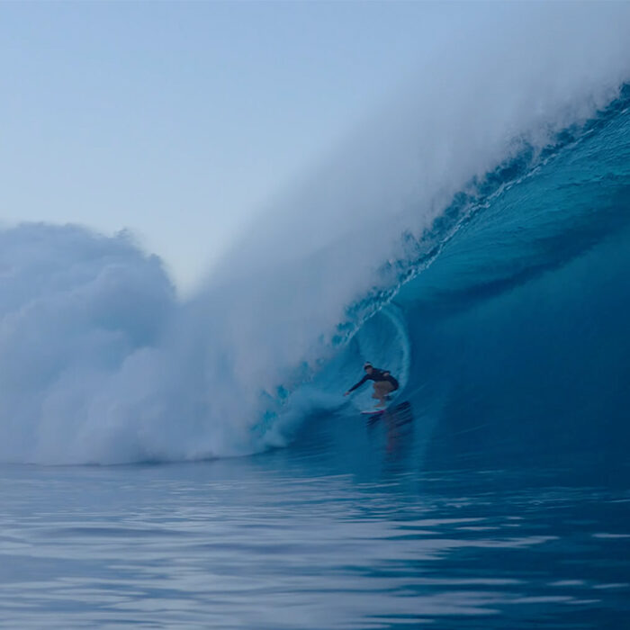 Molly Picklum, shortly before destruction. Photo: Surfing Australia HPP // YouTube