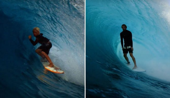 John John Florence surfing in the barrel