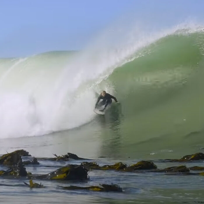 In 'Kelp Town,' Adin Masencamp explains how to dodge kelp for just long enough to snag a wave at South Africa's Pipeline. Photo: Now Now Media // YouTube