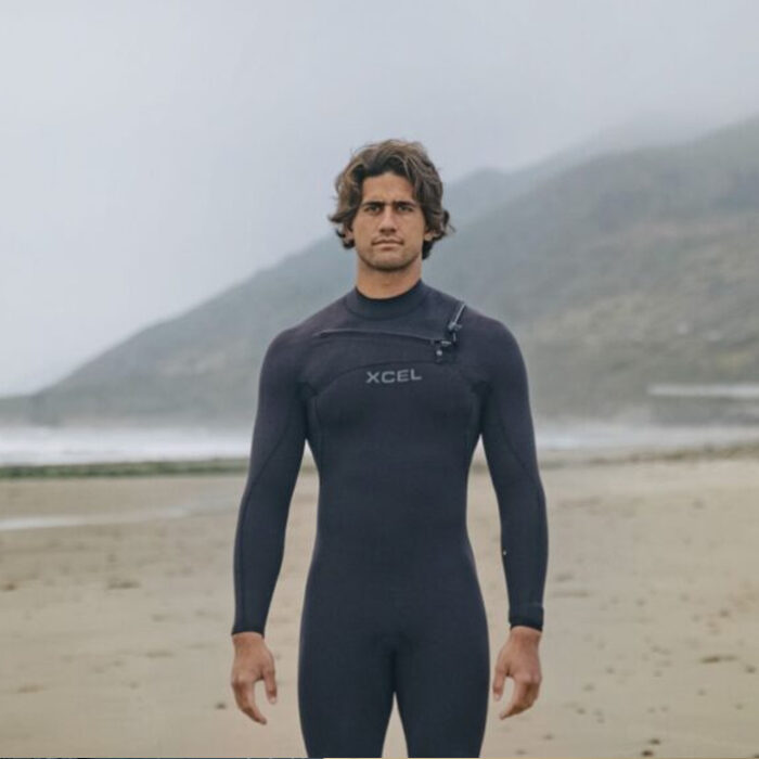 Zeke Lau wearing Xcel's new COMP+ wetsuit. Photo: Photo credit Hunter Martinez, Willie Kessel // Xcel