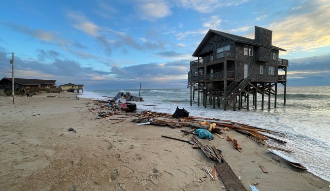 Debris associated with the first of two houses to collapse in the Outer Banks over the weekend. Photo: National Parks Service // Flickr