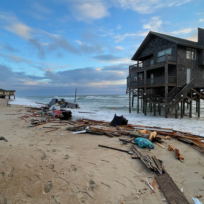 Debris associated with the first of two houses to collapse in the Outer Banks over the weekend. Photo: National Parks Service // Flickr