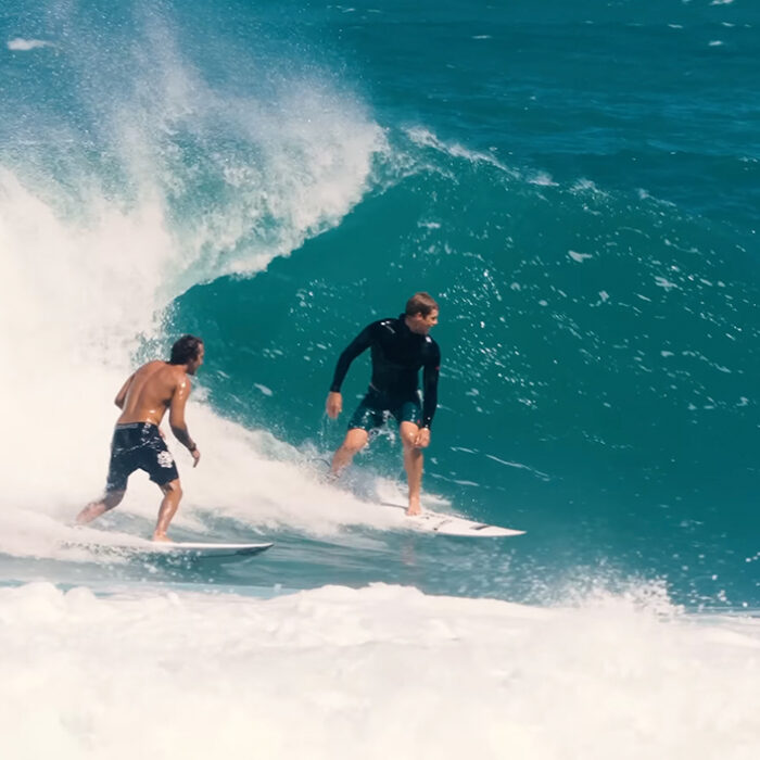 Koa Rothman learned the hard way what happens when you wave John John Florence into a wave. Photo: Koa Rothman // YouTube
