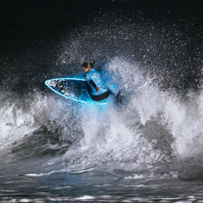 The Surf de Nuit is a unique night surfing competition held at Anglet, France. Photo: WSL