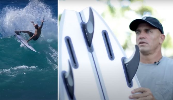 Kelly Slater on FRK Swallow surfboard