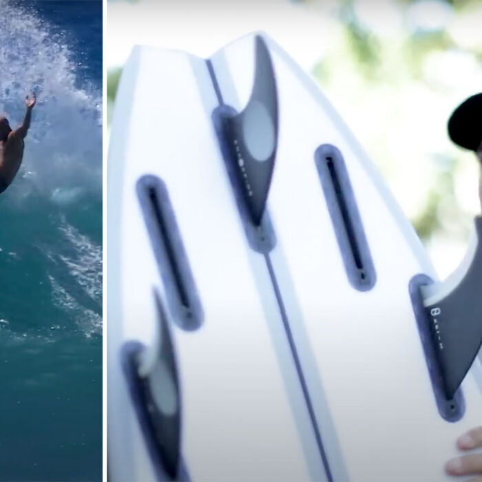 Kelly Slater on FRK Swallow surfboard