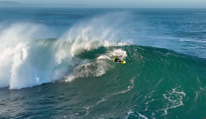 Nic Von Rupp greets the opening of the Nazaré season. Photo: Nic Von Rupp // YouTube