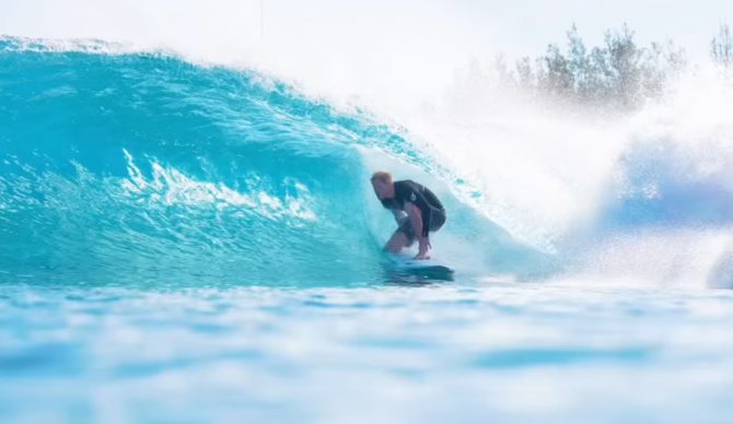 Prince Harry on the wave at the Surf Ranch. Photo: Raimana Van Bastolaer // Instagram