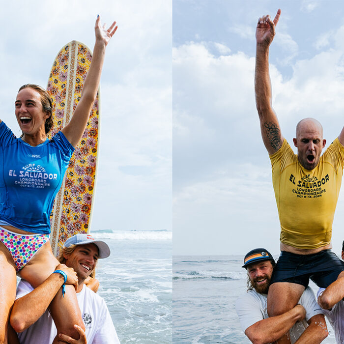 Rachael Tilly and Taylor Jensen Won the Surf City El Salvador Longboard Championships. Photos: Tommy Pierucki // WSL