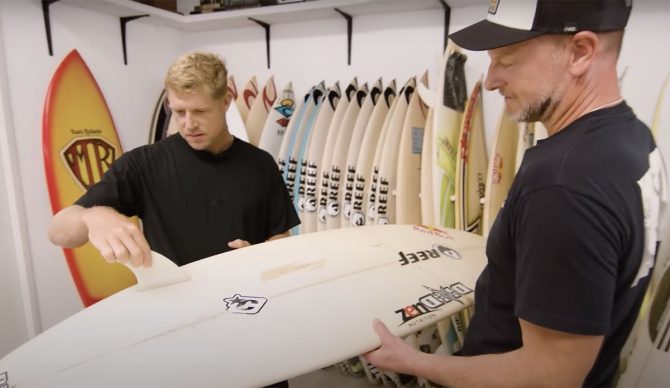 Mick Fanning with surfboard fins