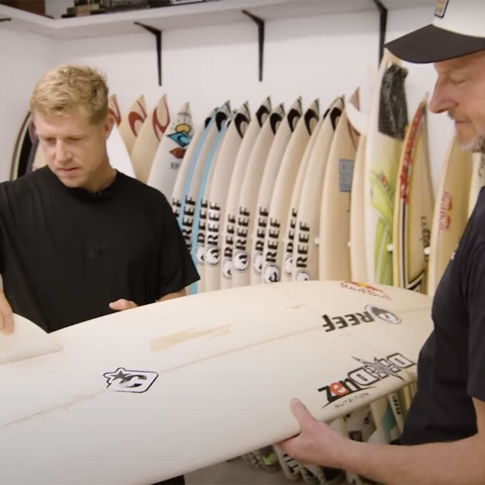 Mick Fanning with surfboard fins