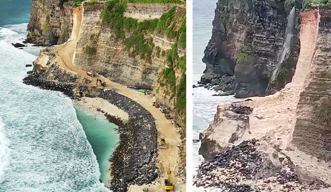 Controversial Uluwatu Seawall Partially Washed Away by Storm