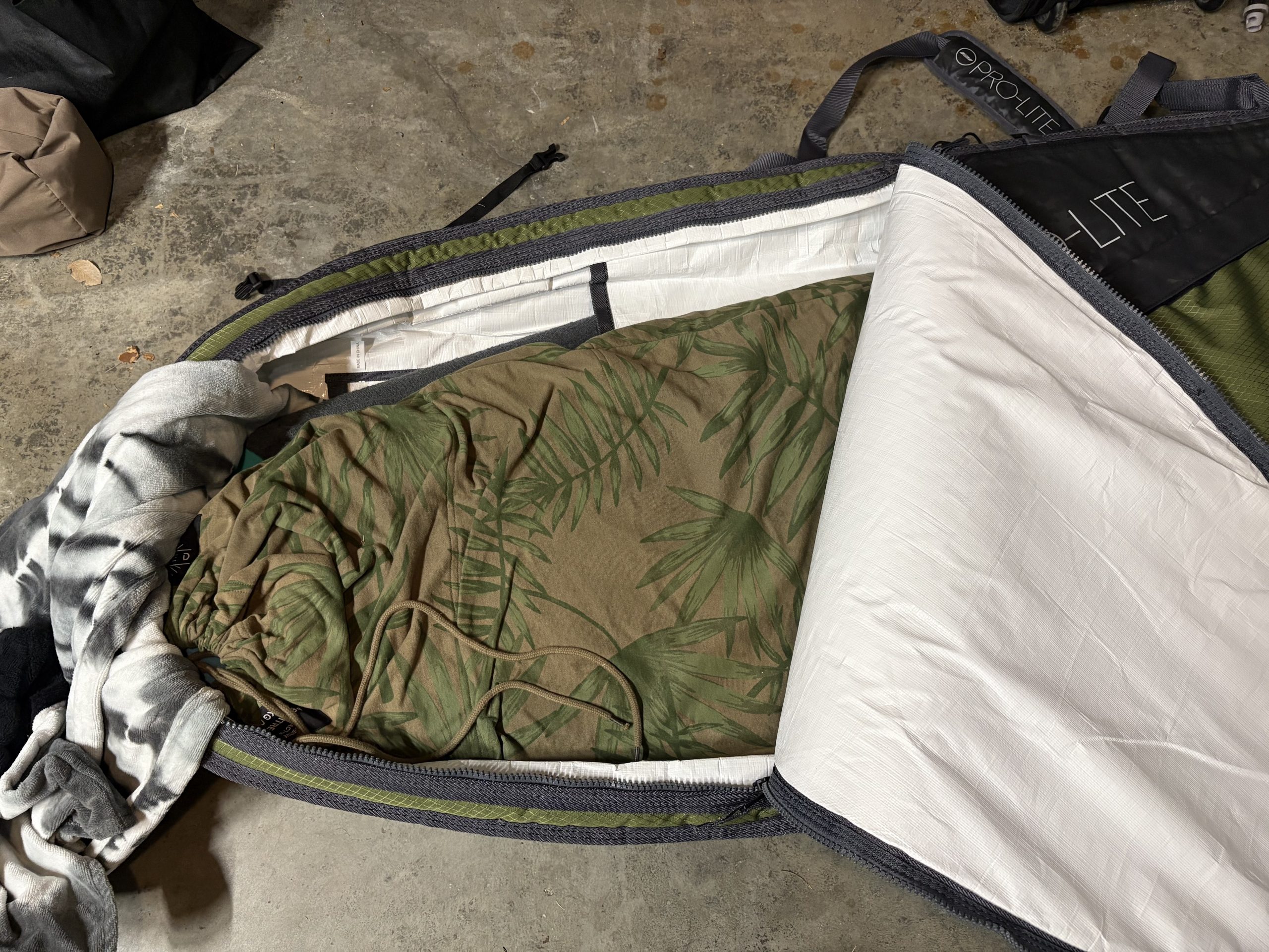 a surfboard in a surfboard bag