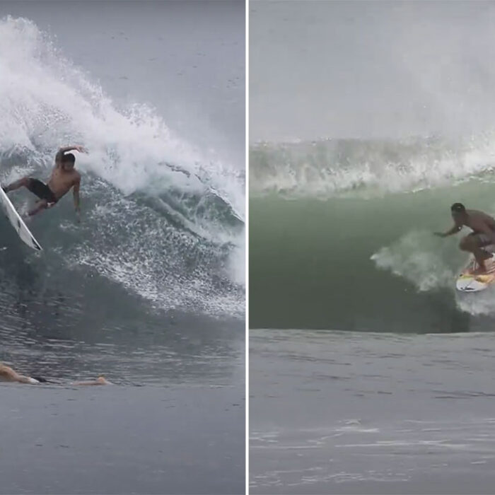 Rio Waida surfing