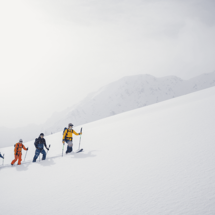 Ski touring with gear from Backcountry