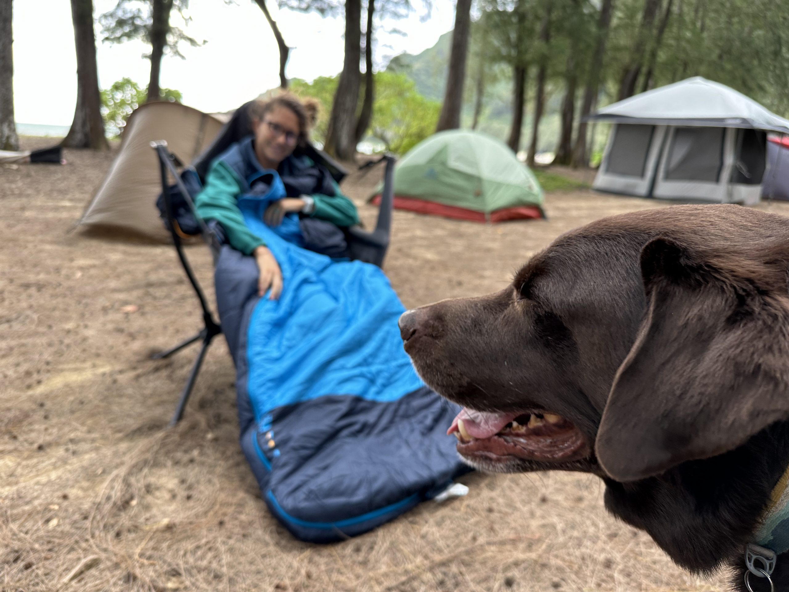 a woman sitting in a Stargaze camping chair